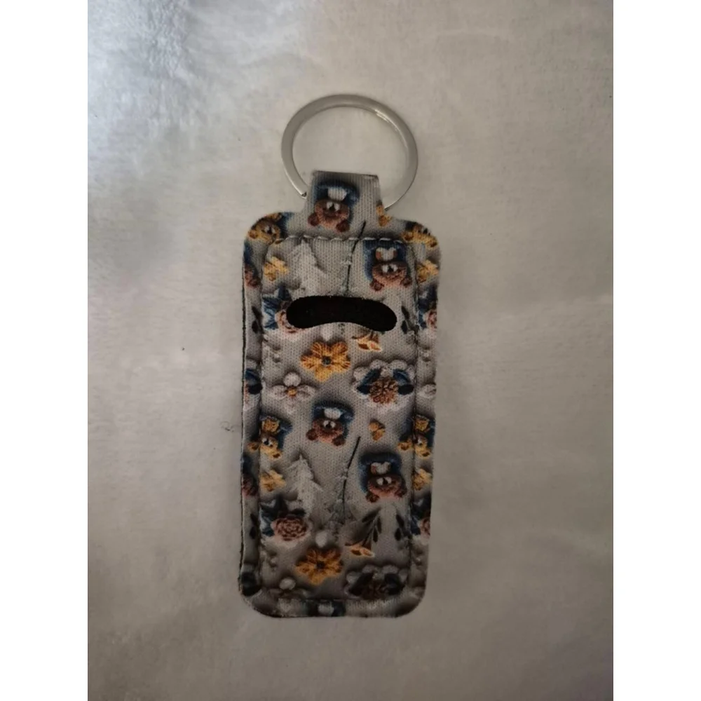 Women's Key & Lip Balm Holder One Size Gray Yellow